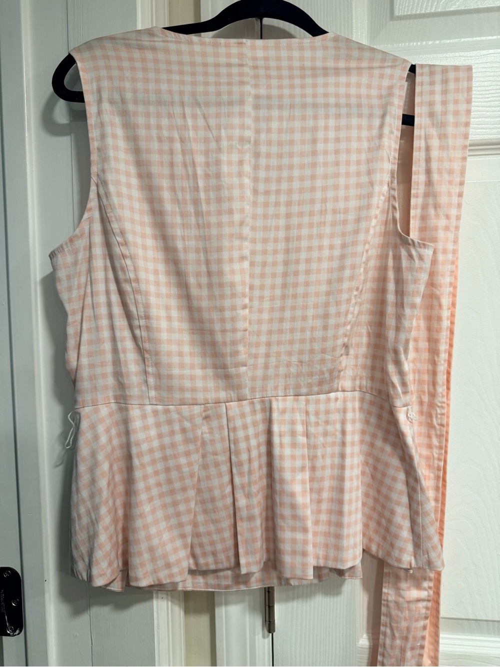 New York & Company Light Pink Gingham Peplum Wrap Camisole - Picture 4 of 4